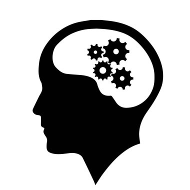 İnsan kafa wiith vites düşünme vektör içinde