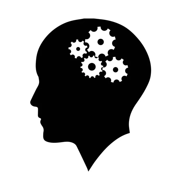 İnsan kafa wiith vites düşünme vektör içinde