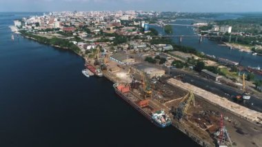 nehir limanı içinde Rusya, Samara şehir görünümünü hava