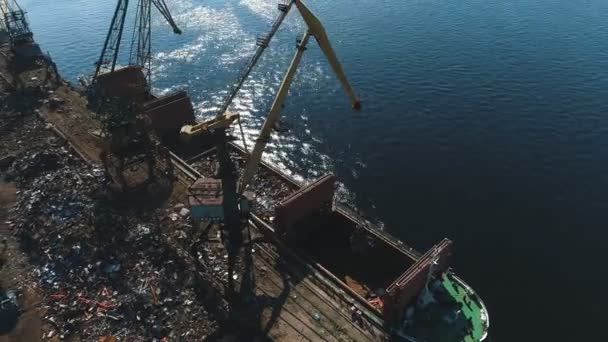 Odpad manipulace se zbožím v přístavu. — Stock video