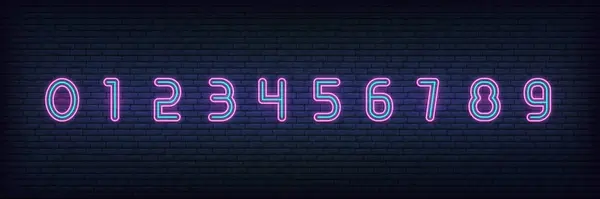 Neon getallen lettertype. Gloeiende neon gekleurde 3D moderne getallen karakters Stockillustratie
