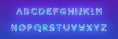 Neon alfabesi yazı tipi. Parlayan Neon renkli 3D Modern alfabe yazı tipi