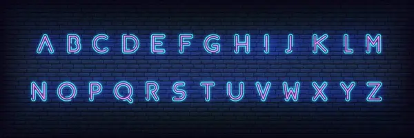 Neon alfabetet Font. Glödande neon färgade 3D moderna alfabetet typsnitt — Stock vektor