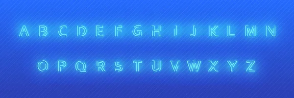 Neon Font alfabetet. Glödande neon färgade 3D moderna alfabetet typsnitt — Stock vektor