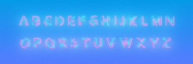 Alfabe neon yazı tipi. Parlayan neon renkli 3d modern alfabe yazı tipi