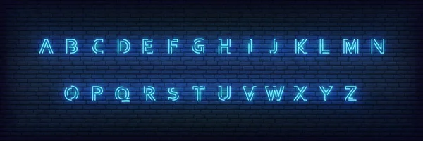 Neon alfabetet Font. Glödande neon färgade 3D moderna alfabetet typsnitt — Stock vektor