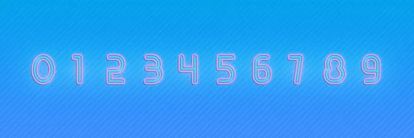Шрифт неоновых чисел. Светящиеся неоновые цветные 3d современные символы чисел — стоковый вектор