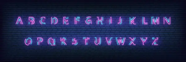 Neon alfabetet Font. Glödande neon färgade 3D moderna alfabetet typsnitt — Stock vektor