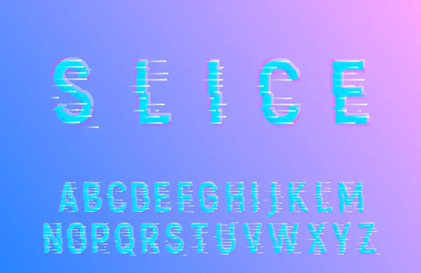 Projeto da pia batismal do alfabeto do glitch. Typeface distorcida do vetor — Vetor de Stock