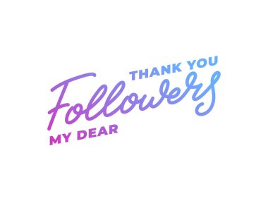 Takipçileri etiketi teşekkür ederiz. Sosyal medya aboneleri tasarım yazma kutlamak