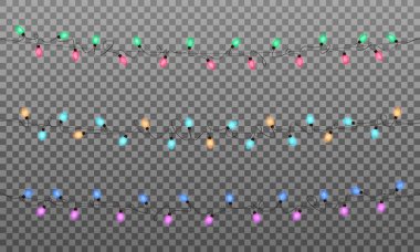 Noel ışıkları. Gerçekçi çok renkli sicim ışıkları için çelenk