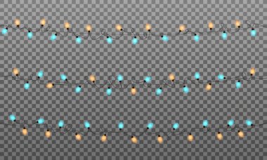 Noel ışıkları. Gerçekçi çok renkli sicim ışıkları için çelenk