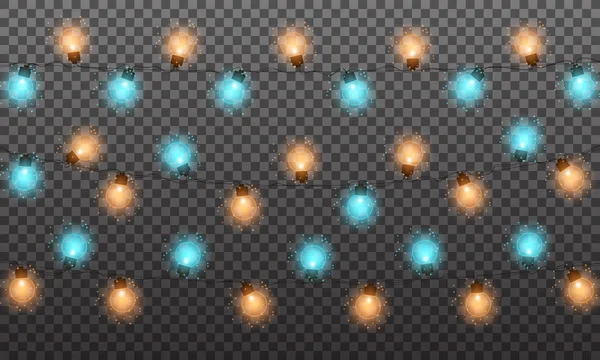 Luces de Navidad. Guirnalda de luces de cuerda para Año Nuevo y Navidad se — Vector de stock