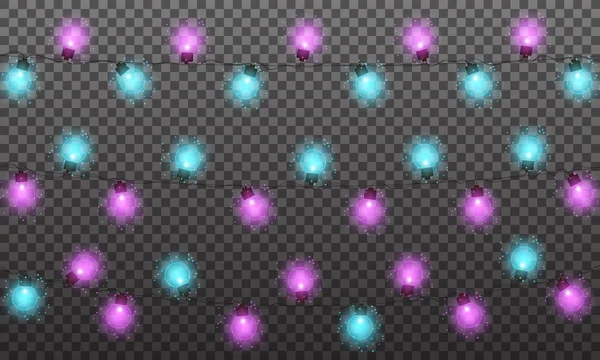 Luces de Navidad. Guirnalda de luces de cuerda para Año Nuevo y Navidad se — Vector de stock