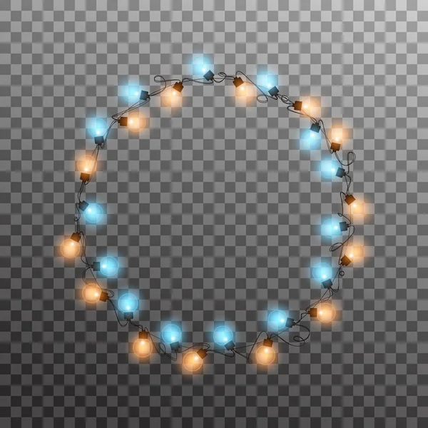 Luces de Navidad. Luces de hilo multicolores realistas guirnalda f — Vector de stock