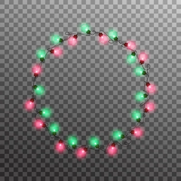 Luces de Navidad. Luces de hilo multicolores realistas guirnalda f — Vector de stock