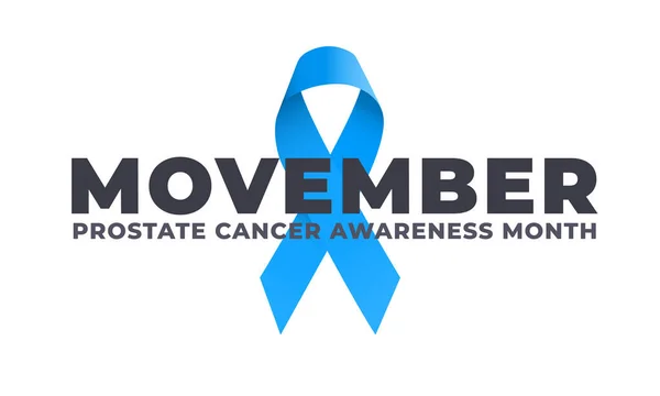 Mes de conciencia del cáncer de próstata. Diseño de banner vectorial con cinta azul — Vector de stock