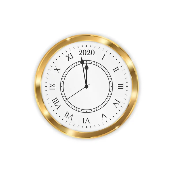 Nouvel An 2020 horloge. Horloge avec compte à rebours 2020 minuit — Image vectorielle