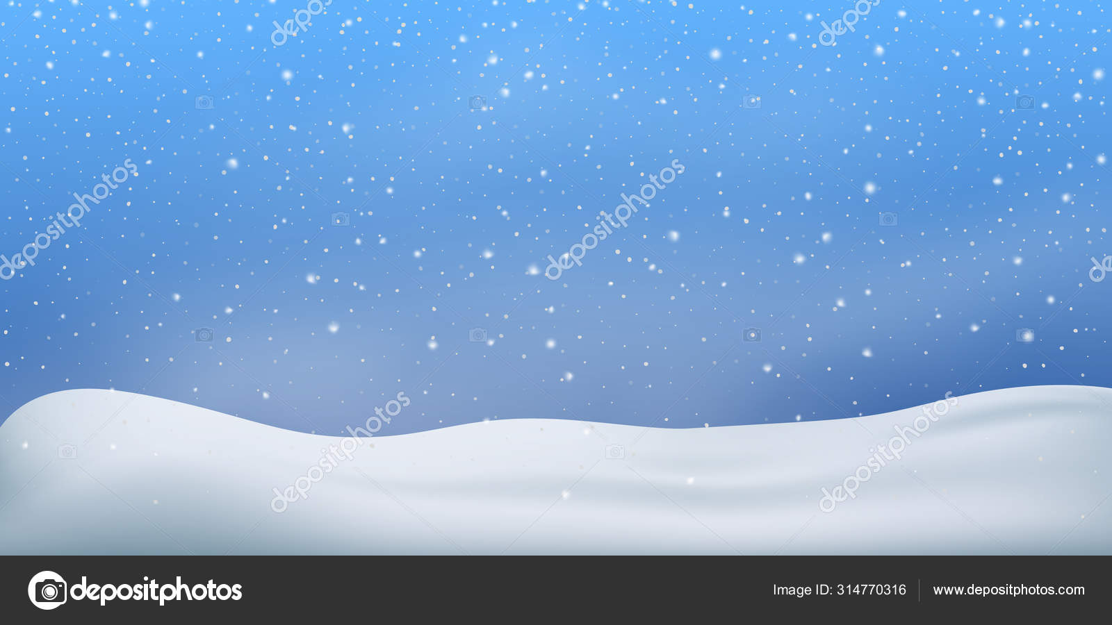 Snow winter background. Snowfall, snowflakes in different shapes. Christmas  snowstorm blizzard Stock Vector by ©MaksymChechel 314770316, image size:1600x900