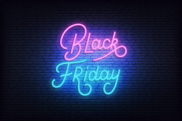 Black Friday Neon. Leuchtende Schriftzug Zeichen für Online-Verkauf Rabatt-Aktion — Stockvektor