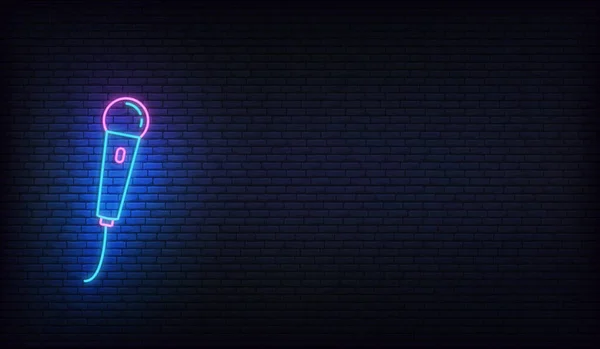 Neon mikrofon. Karaoke için şablon, canlı müzik, ayağa kalk, komedi gösterisi