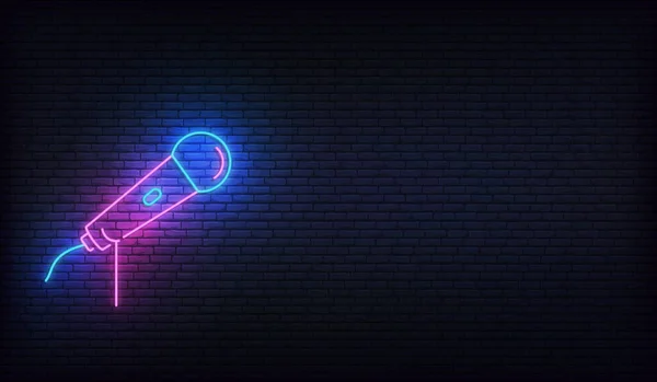 Mikrofon neonu. Karaoke için şablon, canlı müzik, ayağa kalk, komedi gösterisi