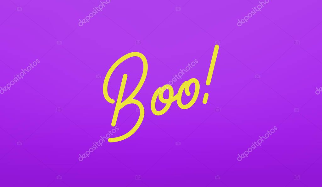 Boo vector lettering label. Halloween holiday calligraphy.