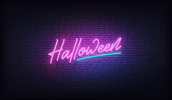 Neonowy znak wektora Halloween. Halloween projekt wakacje — Wektor stockowy