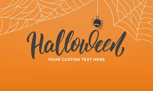 Halloween banner. Holiday Halloween background with lettering spider web