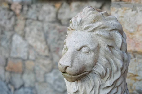 Stone Lejonet Statyn Närbild — Stockfoto