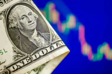 Kavramı'nın ABD Doları. Eski yüz dolarlık banknot mavi grafiği.