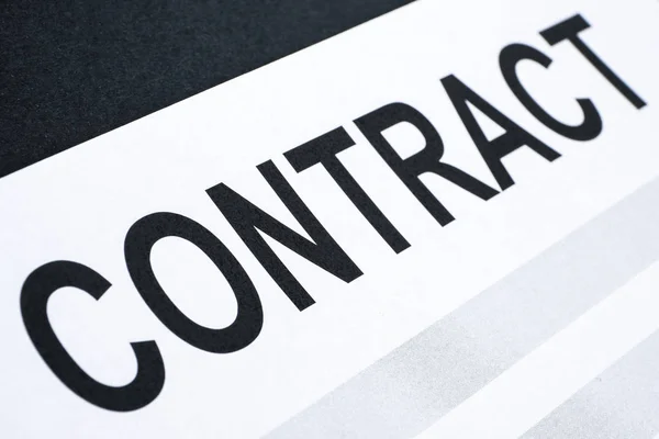 Concepção Projecto Contrato Palavra Contrato Impressa Papel Branco Sobre Fundo — Fotografia de Stock