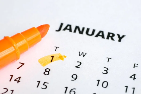 Begreppet Det Nya Året Den Första Januari Märkt Kalender 2019 — Stockfoto