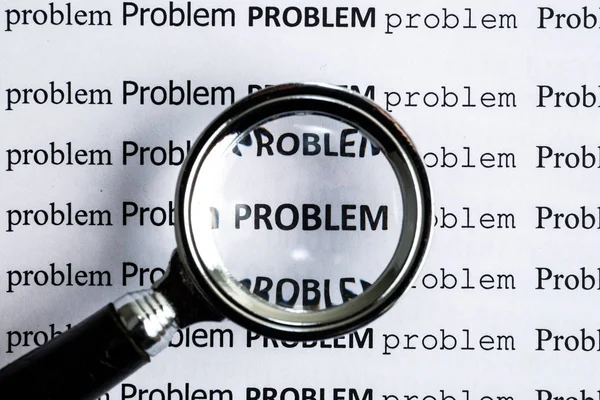 Concept Analysis Existing Problems Word Problem Printed Paper Magnifying Glass — Stock Photo, Image