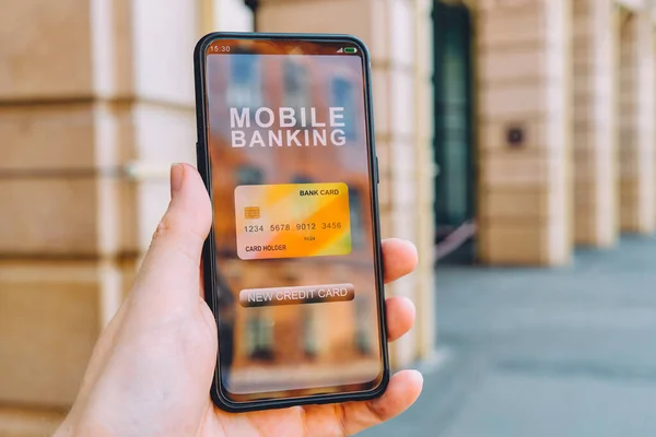 Konzept Einer Neuen Kreditkarte Einer Mobilen Smartphone Banking Schnittstelle Der — Stockfoto