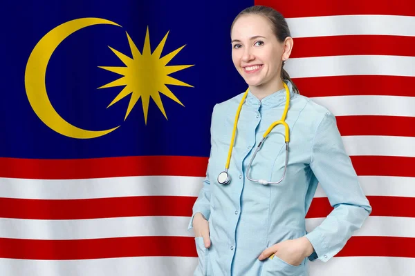 Malaysia Healthcare Concept Doctor Flag Background Medical Insurance Work Study — Stock Photo, Image