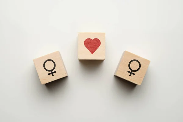 Concept Love Lesbians Wooden Cubes Lgbt Community — Stock Photo, Image