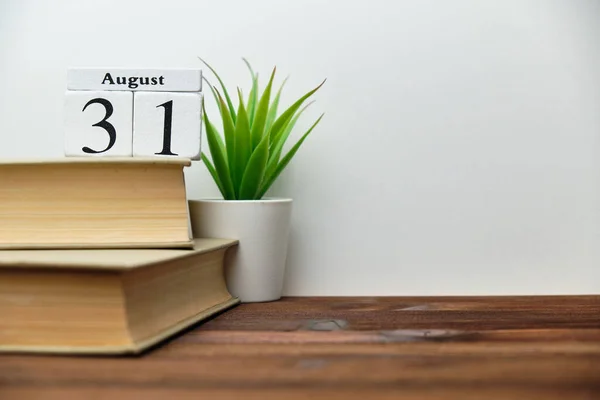 31st august - thirty-first day month calendar concept on wooden blocks with copy space