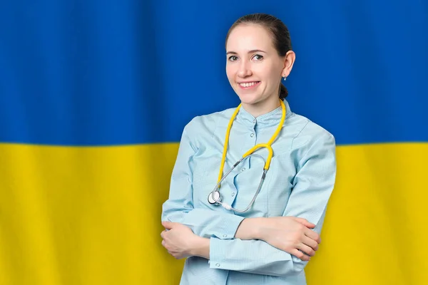 Ucrania Concepto Salud Con Médico Fondo Seguro Médico Trabajo Estudio — Foto de Stock