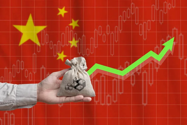 Concepto Crecimiento Económico País República Popular China Mano Sostiene Una —  Fotos de Stock