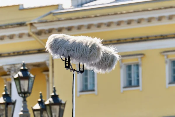Große Und Professionelle Winddichte Mikrofone Aus Nächster Nähe — Stockfoto