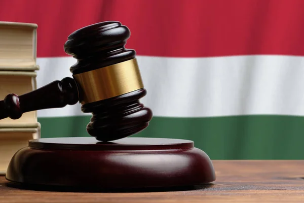 Правова Судова Концепції Угорщині Суддя Молот Прапорі — стокове фото