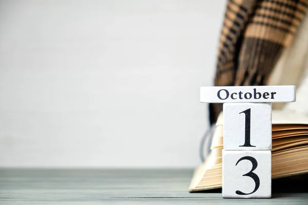 Δέκατη Τρίτη Ημέρα Του Φθινοπώρου Μήνα Ημερολόγιο Οκτώβριο Αντίγραφο Χώρου — Φωτογραφία Αρχείου