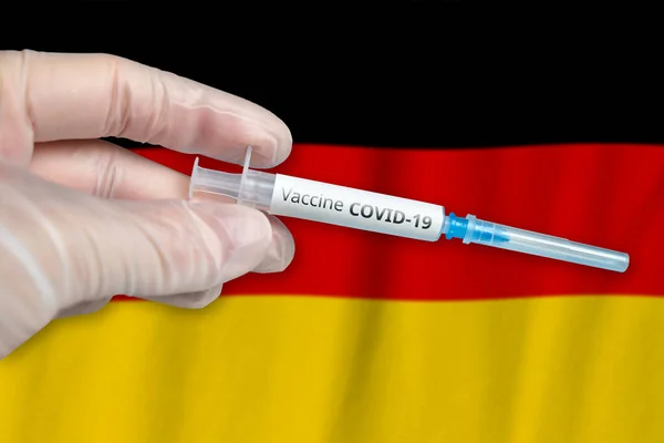 Koncepce Očkování Proti Koronaviru Covid Spolkové Republice Německo Lékařskou Rukou — Stock fotografie