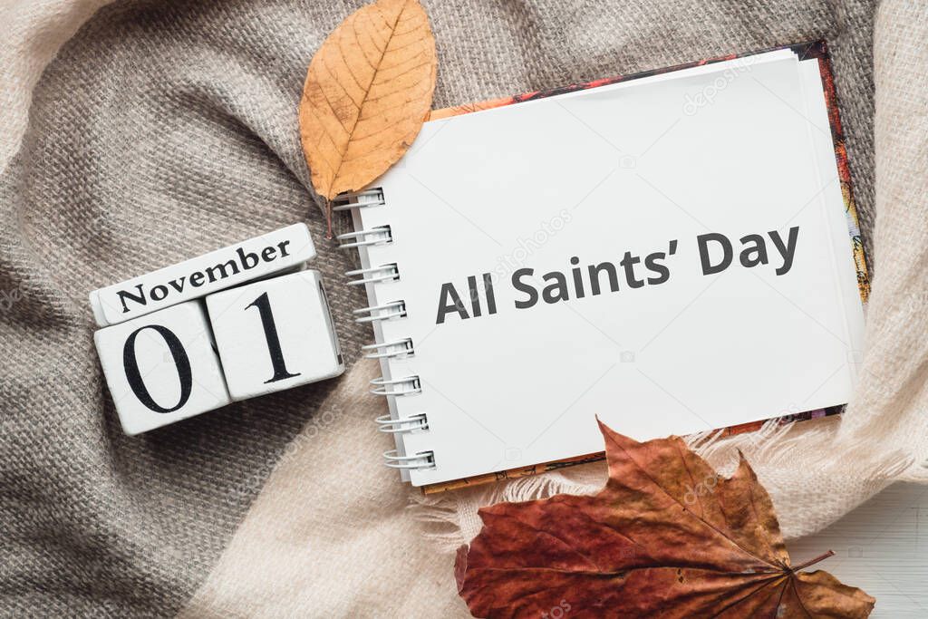 All Saints Day day of autumn month calendar November.