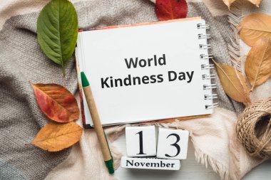 World Kindness Day of autumn month calendar November. clipart