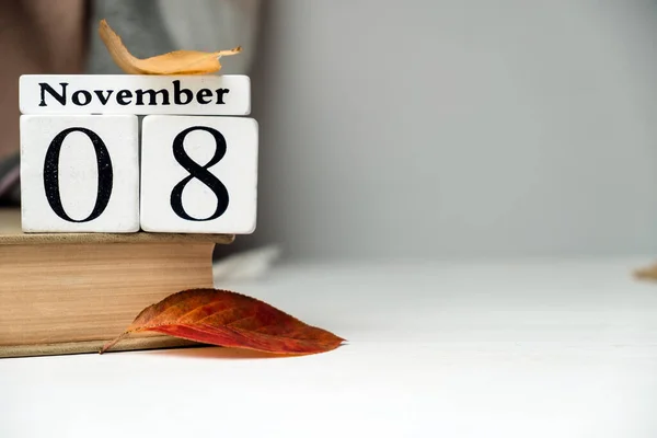 Achtste Dag Van Herfst Maand Kalender November Met Kopieerruimte — Stockfoto