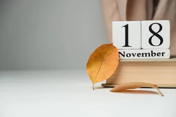 Achtentwintigste Dag Van Herfstmaand November Kalender Met Kopieerruimte — Stockfoto