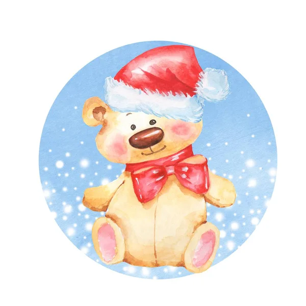 Cartoon lovely Teddy Bear. Christmas card
