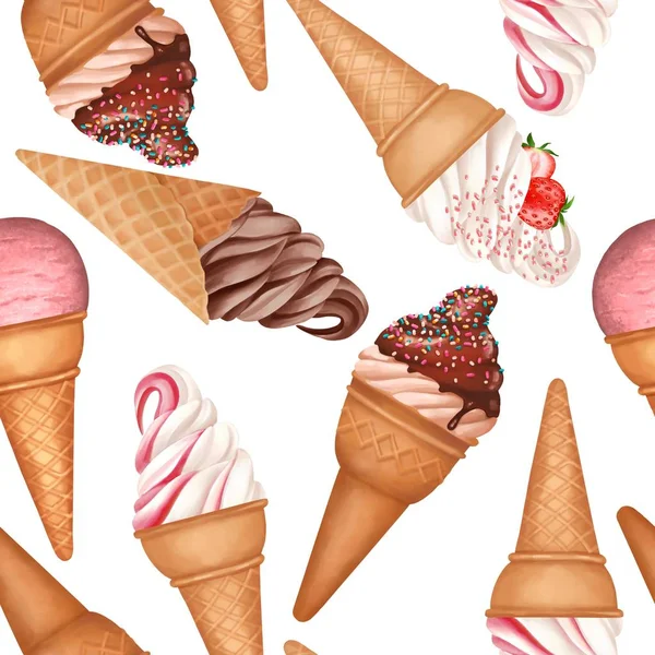 Seamless pattern with ice creams